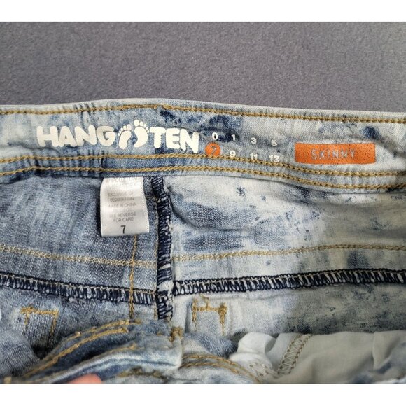 Hang Ten Juniors SZ 7 Y2K Acid Wash Bleach Dye Style Skinny Jeans - Picture 8 of 9
